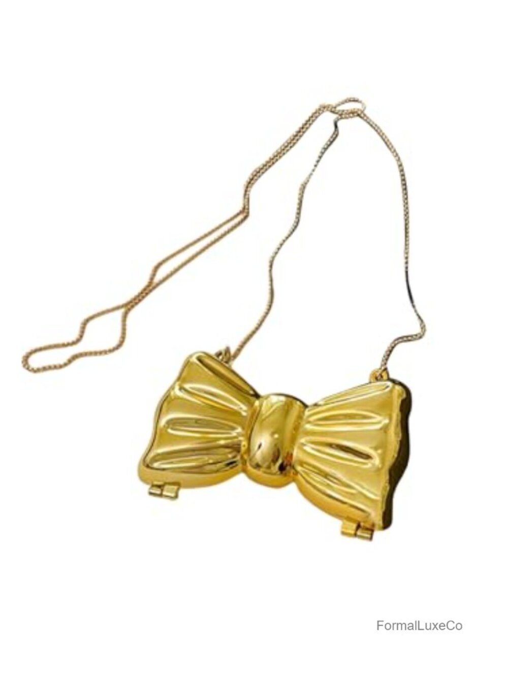 GORGLITTER Bow Purse Mini Clutch Crossbody Handbags Metallic Chain Bags